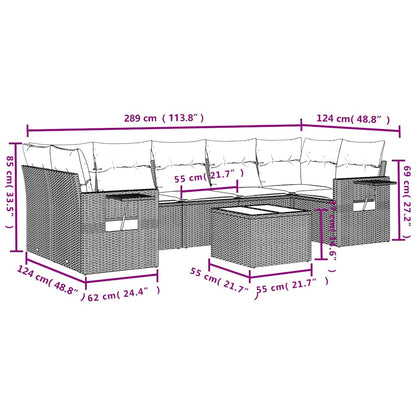 Set Divani da Giardino 8 pz con Cuscini Nero in Polyrattan | homemem39