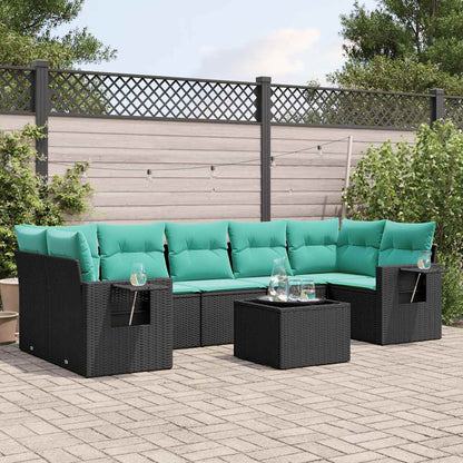 Set Divani da Giardino 8 pz con Cuscini Nero in Polyrattan | homemem39