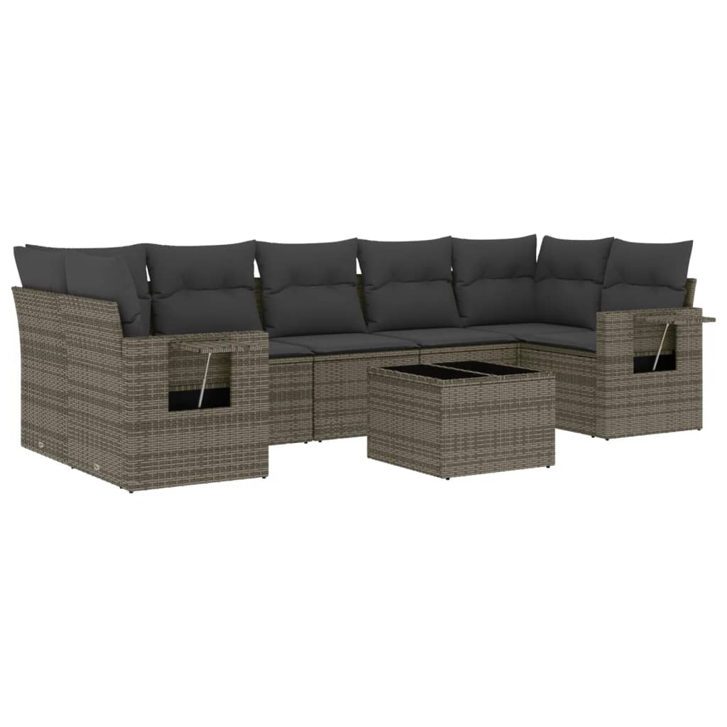 Set Divano da Giardino 8 pz con Cuscini Grigio in Polyrattan - homemem39