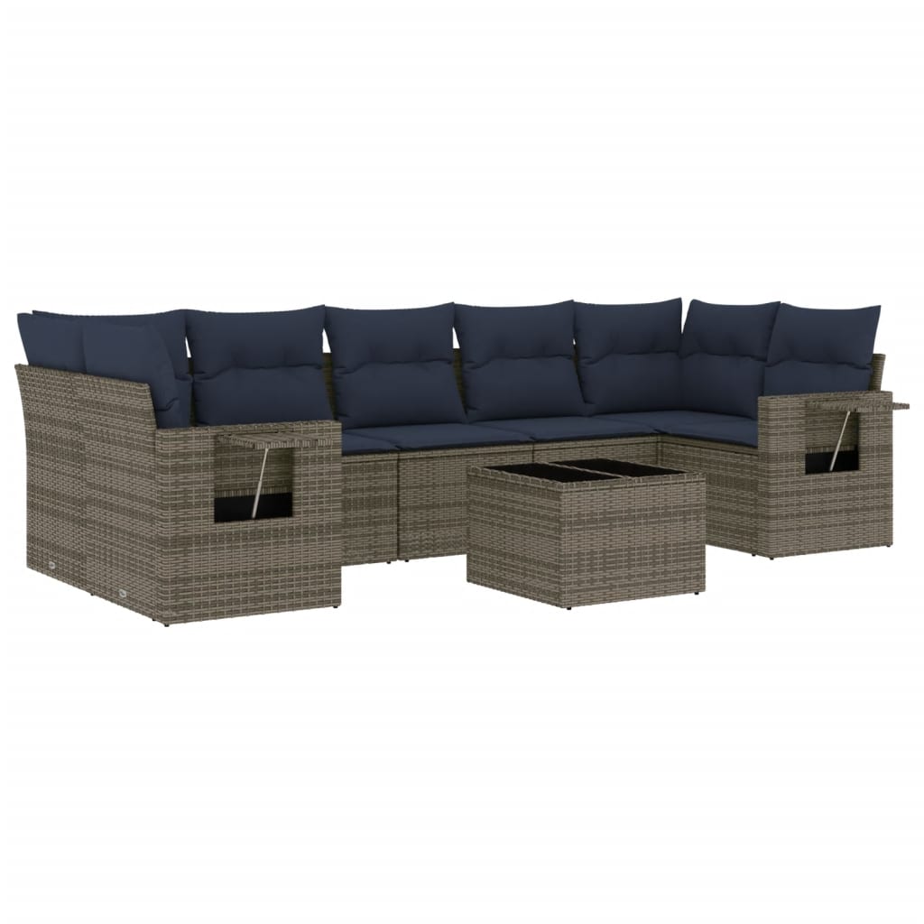 Set Divani da Giardino 8 pz con Cuscini Grigio in Polyrattan | homemem39