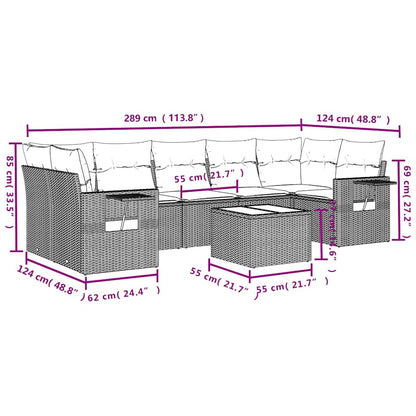 Set Divani da Giardino 8 pz con Cuscini Grigio in Polyrattan | homemem39