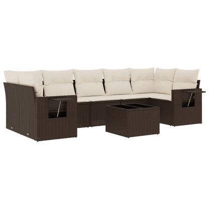 Set Divani da Giardino 8 pz con Cuscini Marrone in Polyrattan | homemem39