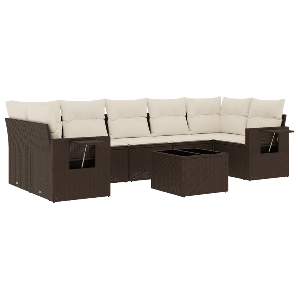 Set Divani da Giardino 8 pz con Cuscini Marrone in Polyrattan - homemem39