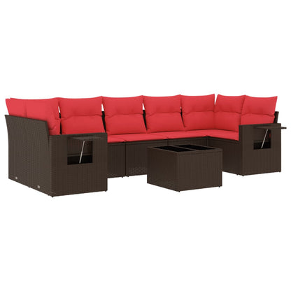 Set Divani da Giardino 8 pz con Cuscini Marrone in Polyrattan | homemem39