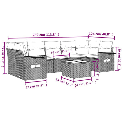 Set Divani da Giardino 8 pz con Cuscini Marrone in Polyrattan | homemem39
