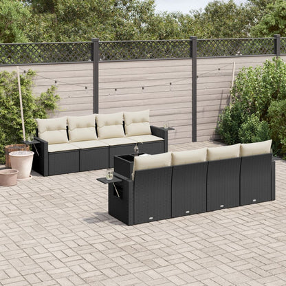 Set Divani da Giardino 9 pz con Cuscini Nero in Polyrattan | homemem39