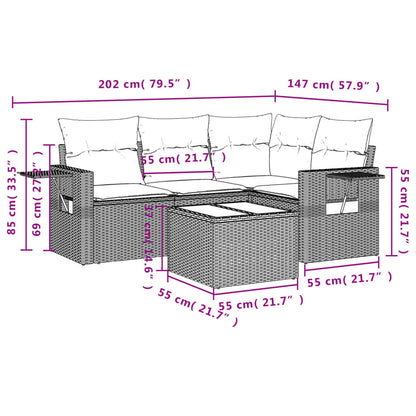 Set Divano da Giardino 9 pz con Cuscini Grigio in Polyrattan | homemem39