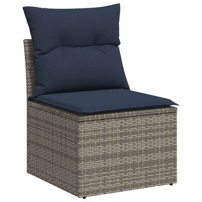 Set Divani da Giardino 9 pz con Cuscini Grigio in Polyrattan | homemem39