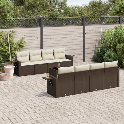 Set Divani da Giardino 9pz con Cuscini Marrone in Polyrattan | homemem39