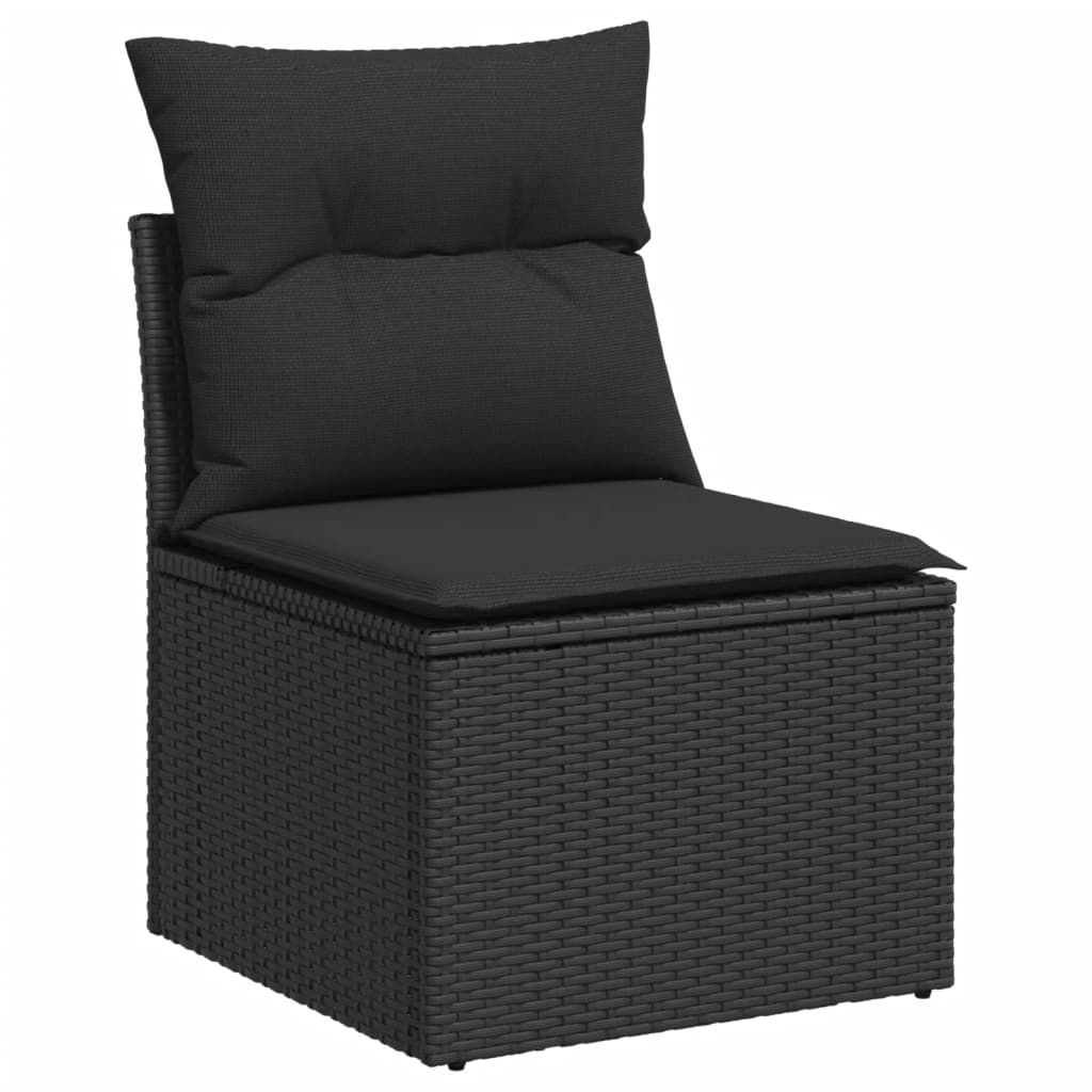 Set Divani da Giardino 9 pz con Cuscini Nero in Polyrattan | homemem39