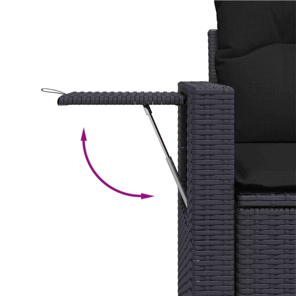 Set Divani da Giardino 9 pz con Cuscini Nero in Polyrattan | homemem39