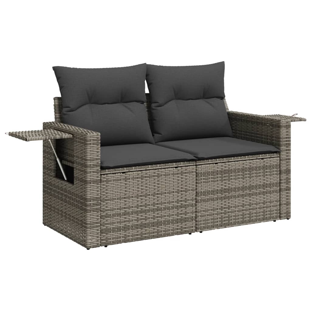 Set Divano da Giardino 9 pz con Cuscini Grigio in Polyrattan | homemem39