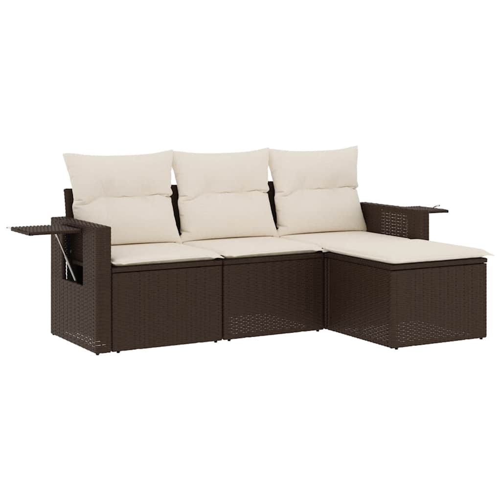 Set Divano da Giardino 4 pz con Cuscini in Polyrattan