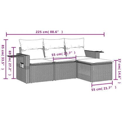 Set Divani da Giardino 4 pz con Cuscini Marrone in Polyrattan | homemem39