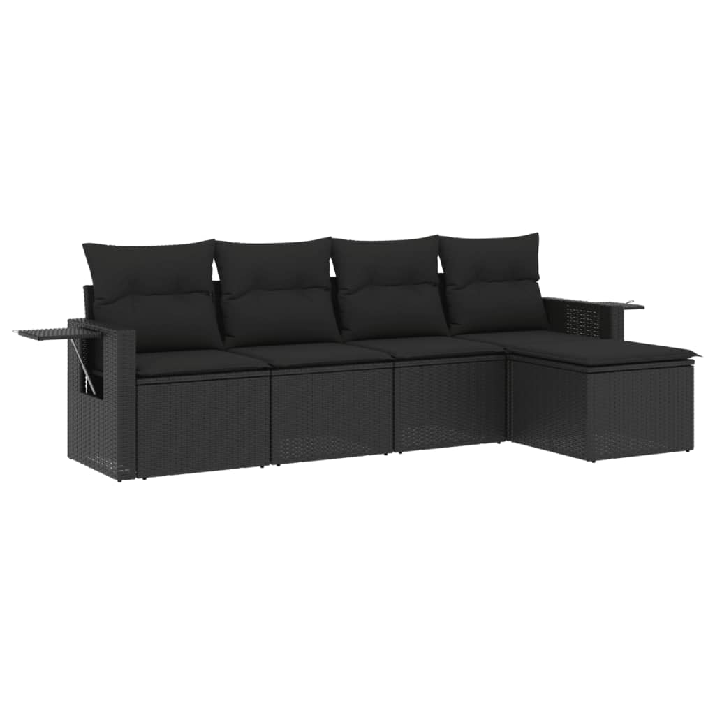 Set Divani da Giardino 5 pz con Cuscini in Polyrattan Nero - homemem39