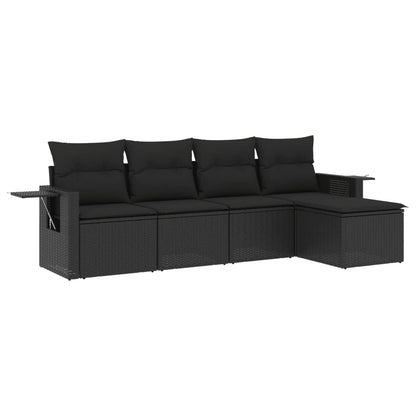 Set Divani da Giardino 5 pz con Cuscini in Polyrattan Nero - homemem39