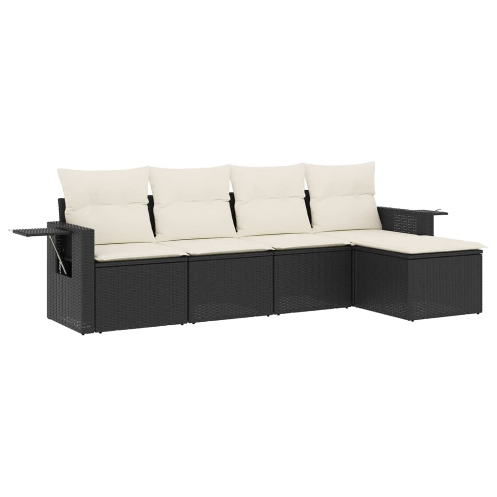 Set Divani da Giardino 5 pz con Cuscini in Polyrattan Nero - homemem39