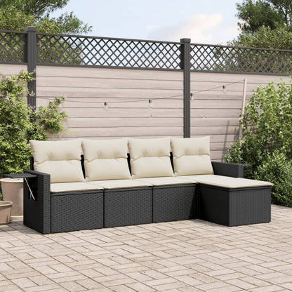 Set Divani da Giardino 5 pz con Cuscini in Polyrattan Nero - homemem39