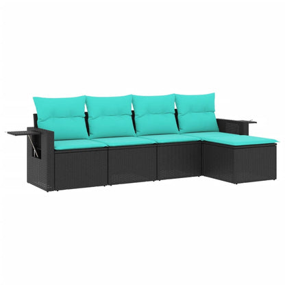Set Divani da Giardino 5 pz con Cuscini Nero in Polyrattan | homemem39