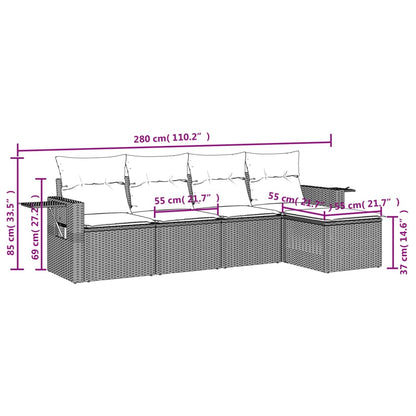 Set Divani da Giardino 5 pz con Cuscini Nero in Polyrattan | homemem39