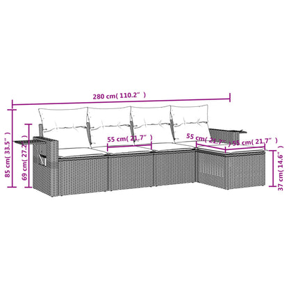 Set Divani da Giardino 5 pz con Cuscini Marrone in Polyrattan | homemem39