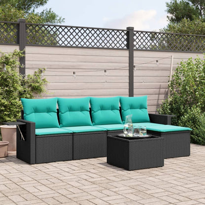 Set Divani da Giardino 6 pz con Cuscini Nero in Polyrattan | homemem39