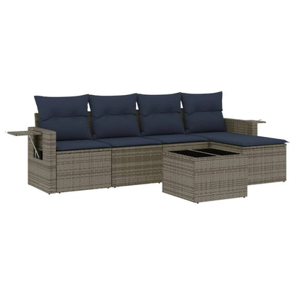 Set Divani da Giardino 6 pz con Cuscini Grigio in Polyrattan | homemem39