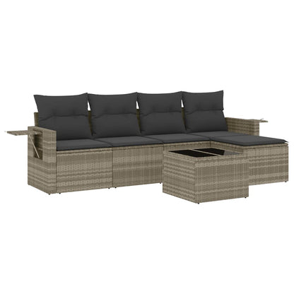 Set Divano da Giardino 6pz con Cuscini Grigio Chiaro Polyrattan | homemem39