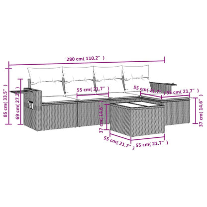 Set Divano da Giardino 6pz con Cuscini Grigio Chiaro Polyrattan | homemem39