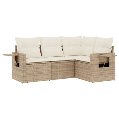 Set Divano da Giardino 4 pz con Cuscini Beige in Polyrattan - homemem39