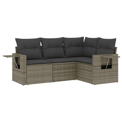 Set Divani da Giardino 4 pz con Cuscini in Polyrattan Grigio | homemem39