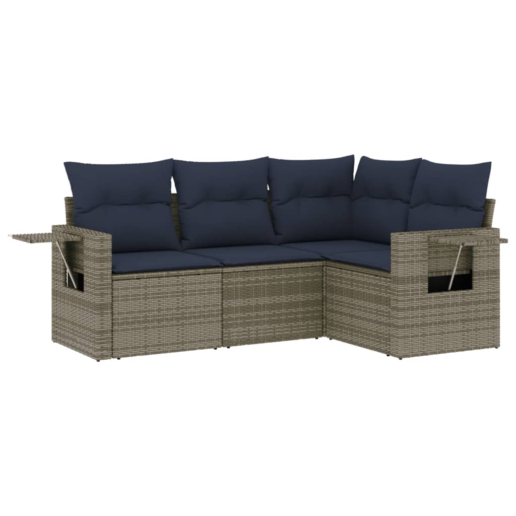 Set Divani da Giardino 4 pz con Cuscini Grigio in Polyrattan | homemem39