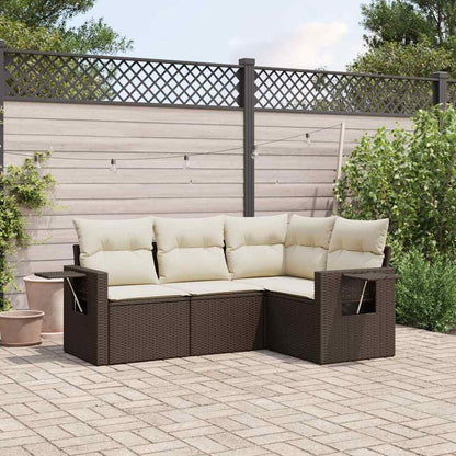 Set Divano da Giardino 4 pz con Cuscini in Polyrattan