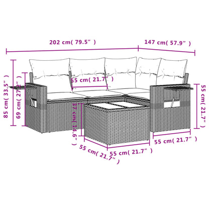Set Divani da Giardino 5 pz con Cuscini in Polyrattan Nero | homemem39