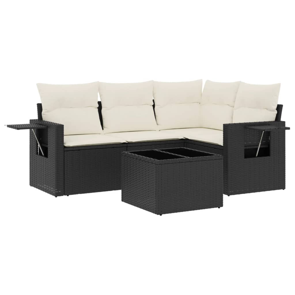 Set Divani da Giardino 5 pz con Cuscini in Polyrattan Nero - homemem39