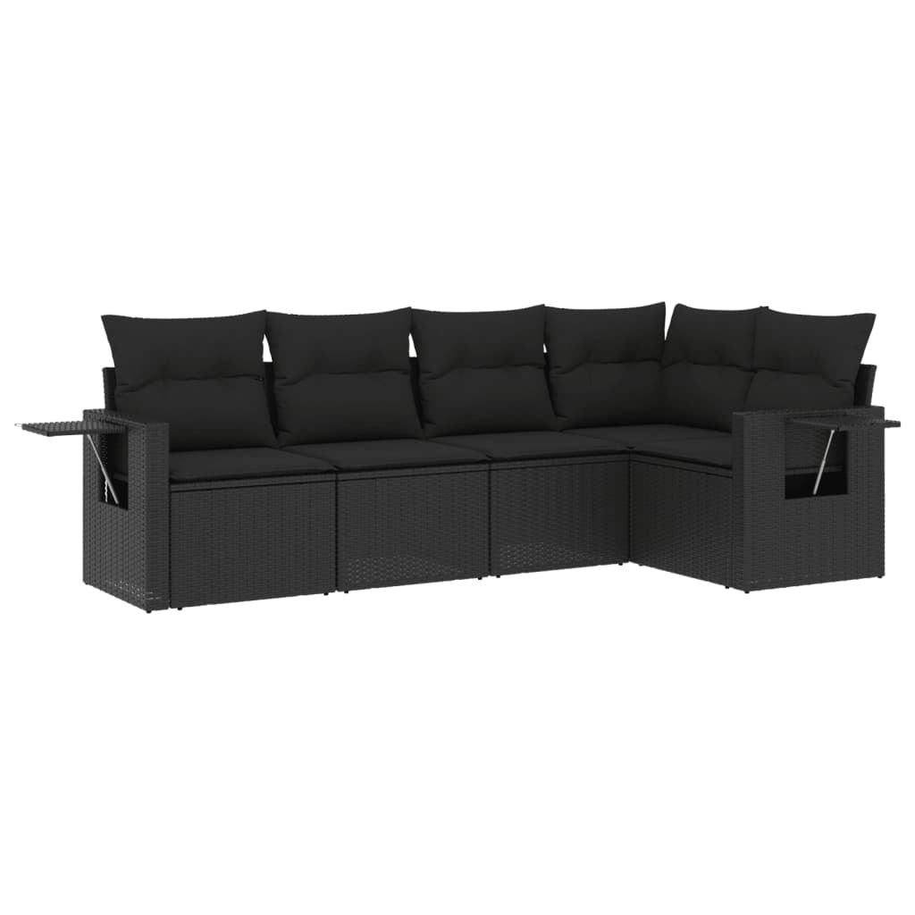 Set Divani da Giardino 5 pz con Cuscini in Polyrattan Nero - homemem39