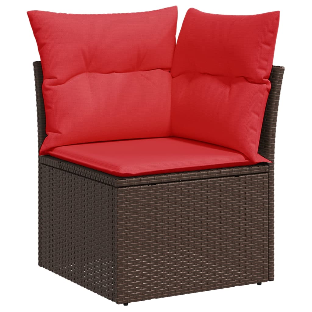 Set Divani da Giardino 5 pz con Cuscini Marrone in Polyrattan | homemem39