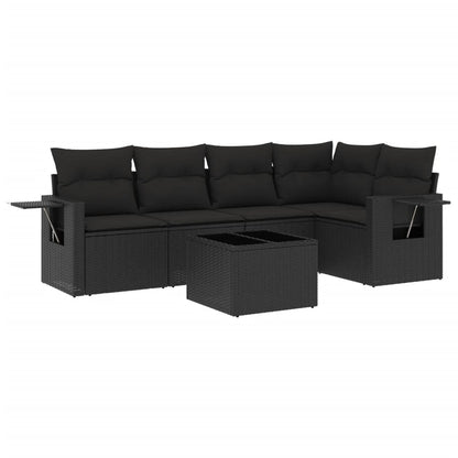 Set Divano da Giardino 6 pz con Cuscini Nero in Polyrattan - homemem39