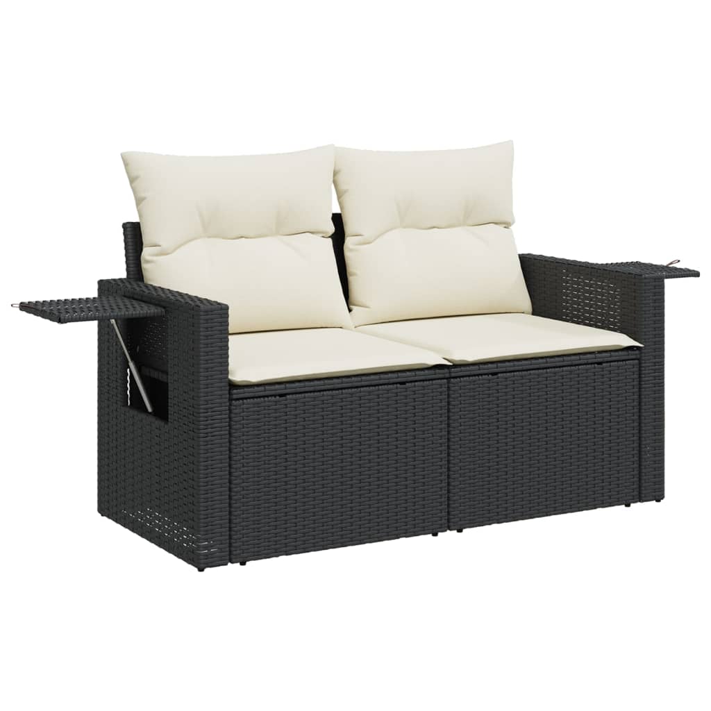 Set Divano da Giardino 6 pz con Cuscini Nero in Polyrattan | homemem39