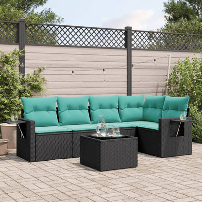 Set Divani da Giardino 6 pz con Cuscini Nero in Polyrattan | homemem39