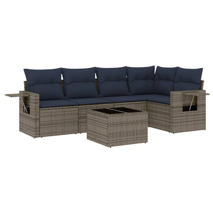 Set Divani da Giardino 6 pz con Cuscini Grigio in Polyrattan