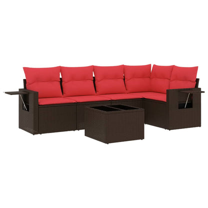 Set Divani da Giardino 6 pz con Cuscini Marrone in Polyrattan | homemem39