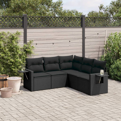 Set Divani da Giardino 5 pz con Cuscini in Polyrattan Nero - homemem39