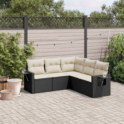 Set Divani da Giardino 5 pz con Cuscini in Polyrattan Nero - homemem39