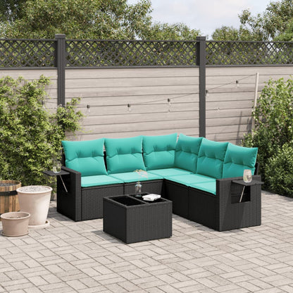 Set Divani da Giardino 6 pz con Cuscini Nero in Polyrattan | homemem39