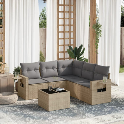 Set Divano da Giardino 6 pz con Cuscini Beige in Polyrattan - homemem39