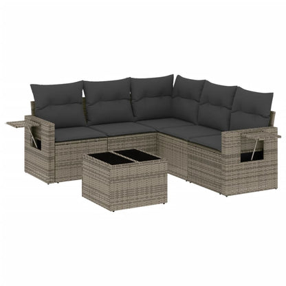 Set Divano da Giardino 6 pz con Cuscini Grigio in Polyrattan - homemem39