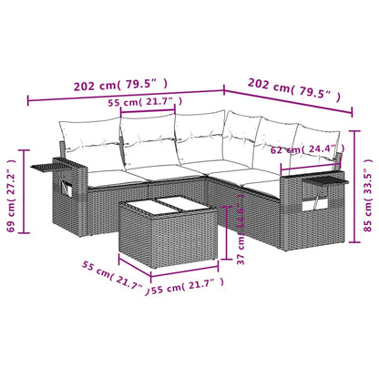 Set Divani da Giardino 6 pz con Cuscini Grigio in Polyrattan | homemem39