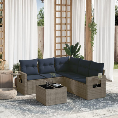 Set Divani da Giardino 6 pz con Cuscini Grigio in Polyrattan | homemem39