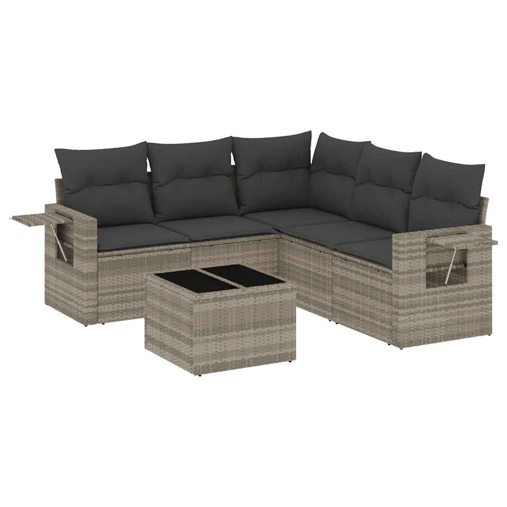 Set Divano da Giardino 6pz con Cuscini Grigio Chiaro Polyrattan | homemem39